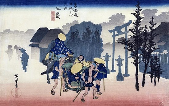 Morning Mist at Mishima, from the series ''53 Stations of the Tokaido'', 1834-35 van Ando oder Utagawa Hiroshige