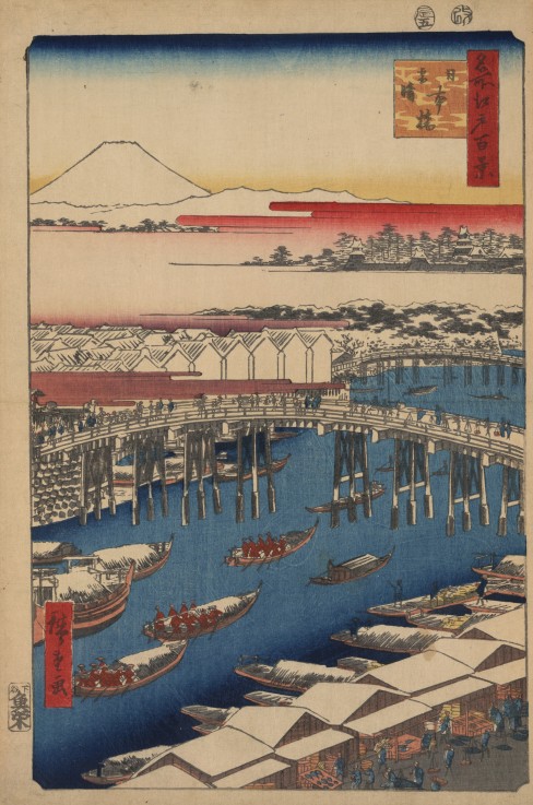 Clearing Weather after Snow at Nihon Bridge (One Hundred Famous Views of Edo) van Ando oder Utagawa Hiroshige