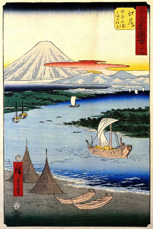 Ejiri Station. The 53 Stations of the Tokaido (Tate-e Edition) van Ando oder Utagawa Hiroshige
