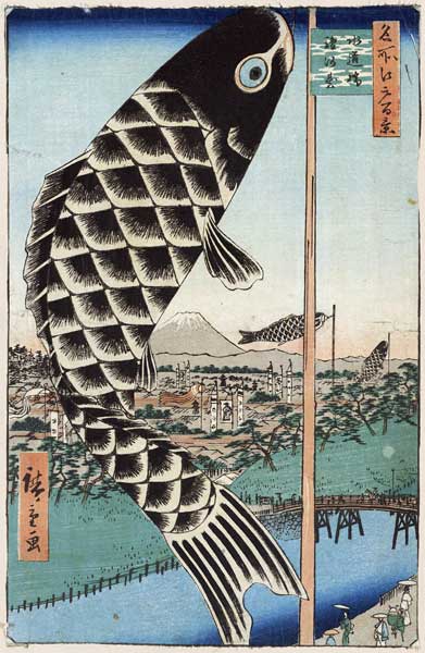 Suido Bridge and Surugadai (One Hundred Famous Views of Edo) van Ando oder Utagawa Hiroshige