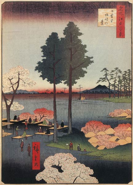 Suwa Bluff in Nippori (One Hundred Famous Views of Edo) van Ando oder Utagawa Hiroshige