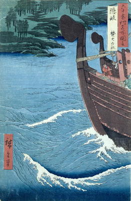 Takuki Shrine, Oki Province (woodblock print) van Ando oder Utagawa Hiroshige