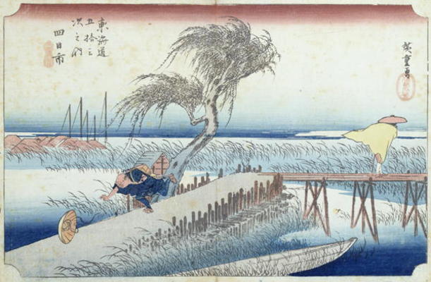 The Hurricane (Yokkaichi) no.44 from the series '53 Stations of the Tokaido Road' (woodblock print) van Ando oder Utagawa Hiroshige