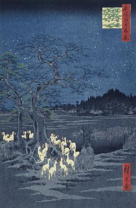 Fox Fires on New Year's Eve at the Garment Nettle Tree at Oji (One Hundred Famous Views of Edo)