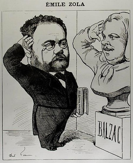 Caricature of Emile Zola (1840-1902) Saluting a Bust of Honore de Balzac (1799-1850) 1878 van Andre Gill
