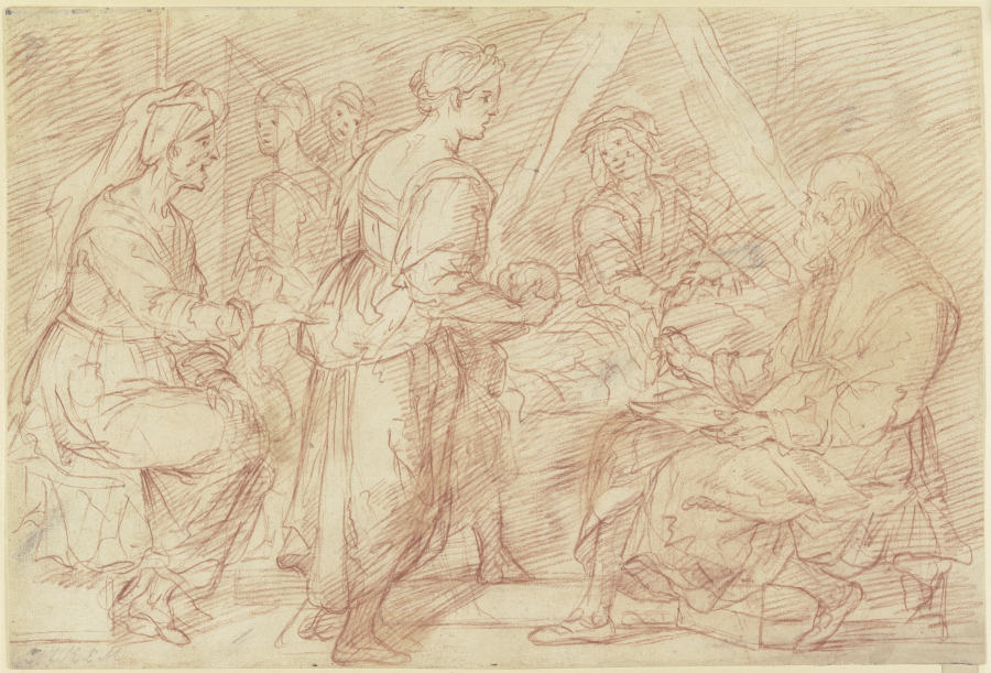 Die Geburt Johannes des Täufers aus dem Wandfresko im Chiostro dello Scalzo, Florenz van Andrea del Sarto