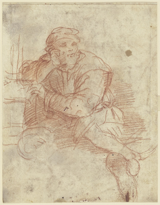 Sitzender Mann mit aufgestütztem Arme van Andrea del Sarto