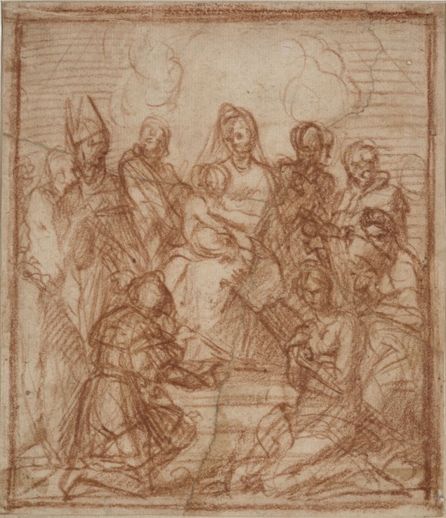 Enthroned Madonna with Child and eight saints (Composition study) van Andrea del Sarto