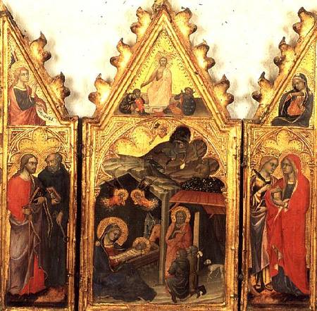The Annunciation, Nativity and Resurrection van Andrea di Bartolo