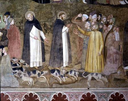 St. Dominic Sending Forth the Hounds and St. Peter Martyr Casting Down the Heretics, from the Spanis van Andrea  di Bonaiuto