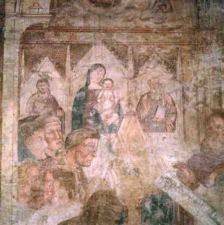 St. Ranieri Praying in the Temple (detail) van Andrea  di Bonaiuto