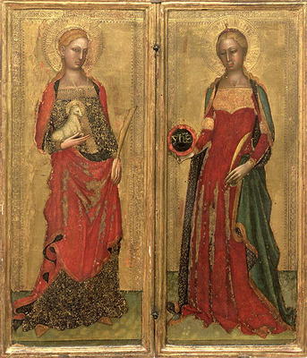 St. Agnes and St. Domitilla (tempera on panel) van Andrea  di Bonaiuto