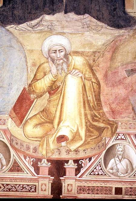 Triumph of St Thomas Aquinas, detail of figure below the throne, from the Spanish Chapel van Andrea  di Bonaiuto