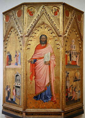 The 'St. Matthew and Scenes from the Life', altarpiece, detail of central panel, c.1367-70 (tempera van Andrea di Cione Orcagna