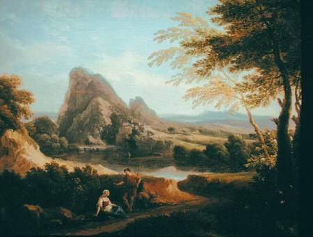 Landscape with a Distant Waterfall van Andrea Locatelli