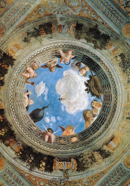 Camera degli Sposi - Ceiling Fresko, Palazzo Ducale, Mantua, Italy van Andrea Mantegna