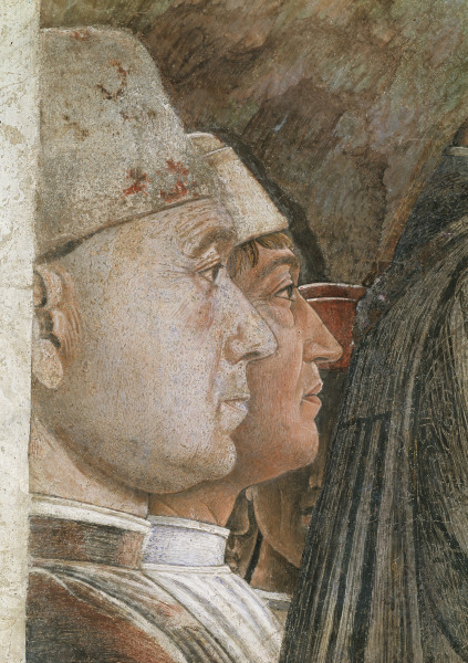 Camera d.Sposi, Detail:Heads van Andrea Mantegna
