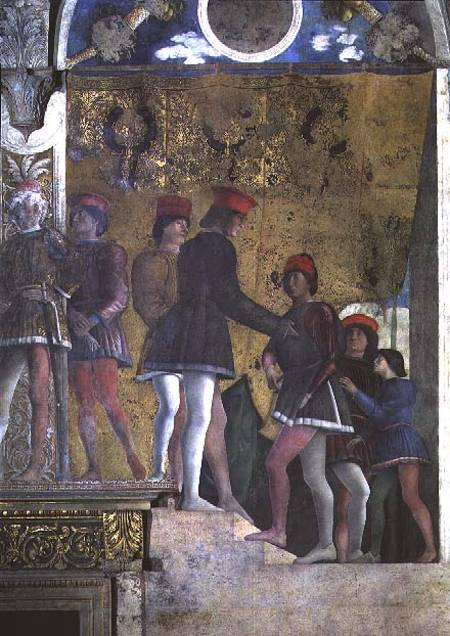 Courtiers from the court of Marchese Ludovico Gonzaga III of Mantua, from the Camera degli Sposi or van Andrea Mantegna