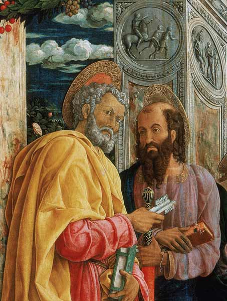 St. Peter and St. Paul, detail from the left panel of the St. Zeno of Verona Altarpiece van Andrea Mantegna