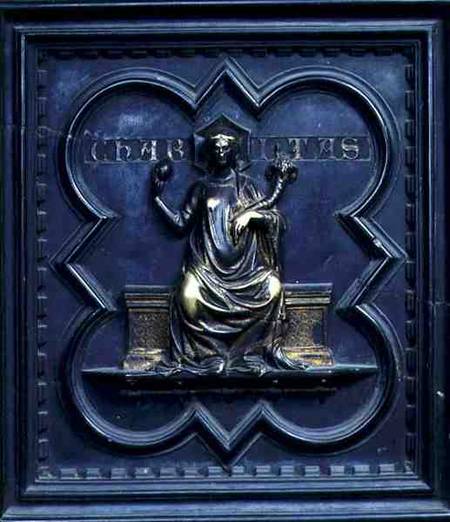 Charity, panel C of the South Doors of the Baptistery of San Giovanni van Andrea Pisano