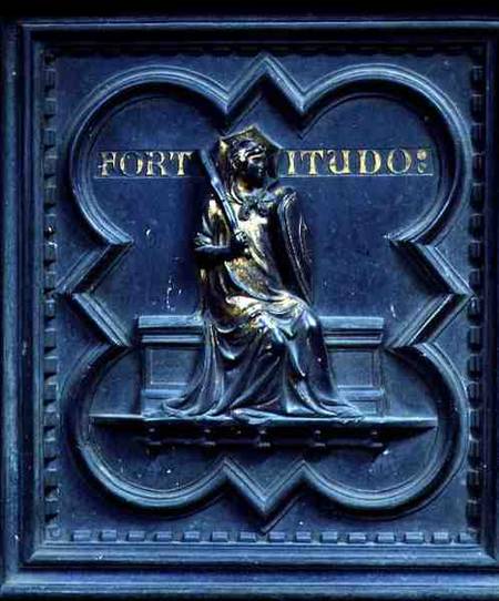 Fortitude, panel E of the South Doors of the Baptistery of San Giovanni van Andrea Pisano