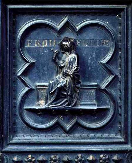 Prudence, panel H of the South Doors of the Baptistery of San Giovanni van Andrea Pisano