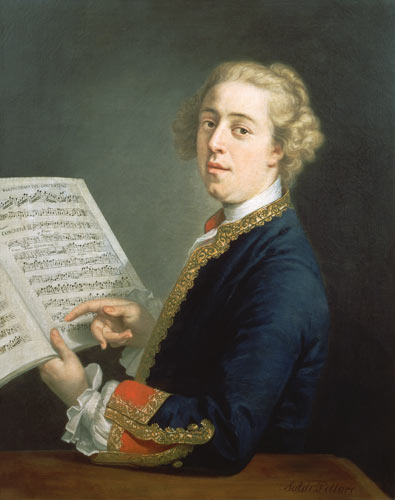 Portrait of Francesco Geminiani (1687-1762), Italian violinist van Andrea Soldi