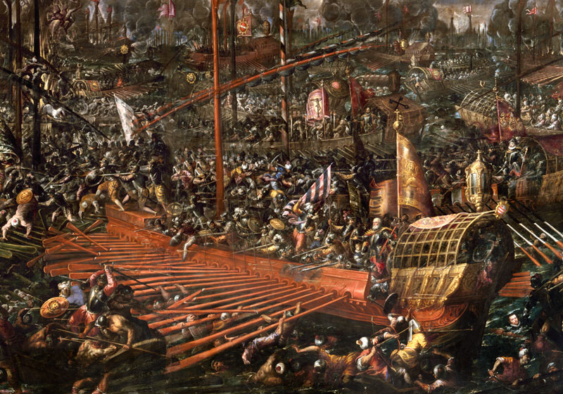 The Battle of Lepanto on 7 October 1571 (Detail) van Andrea Vicentino