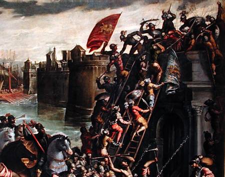 The Crusaders Conquering the City of Zara in 1202  (detail) van Andrea Vicentino