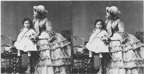 Empress Eugenie and Prince Eugene Louis Napoleon Bonaparte, c.1858-59 (stereoscopic photo) (b/w phot