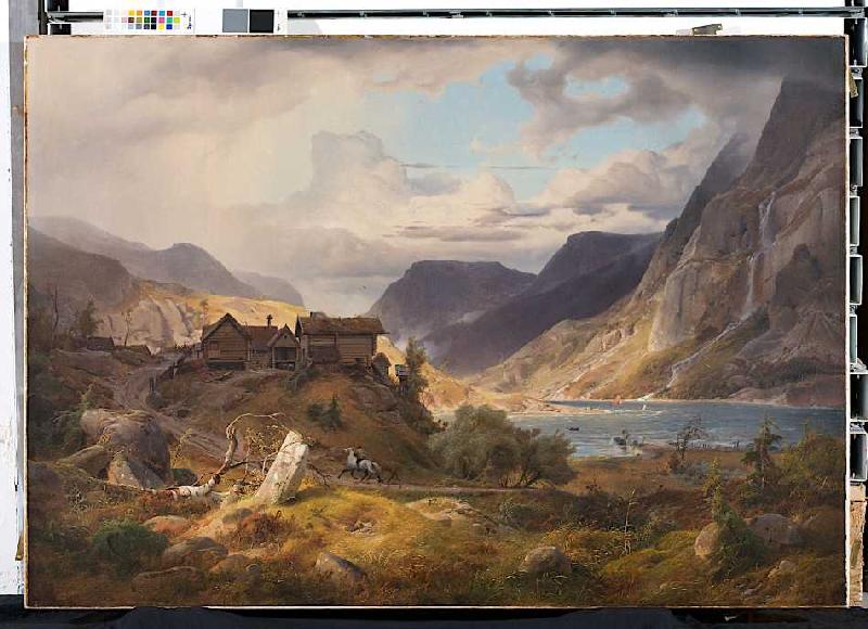 Norwegische Gebirgslandschaft van Andreas Achenbach