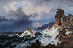 Een zeestorm voor de Noorse kust