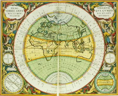 Ancient Hemispheres of the World, plate 94 from 'The Celestial Atlas, or the Harmony of the Universe van Andreas Cellarius