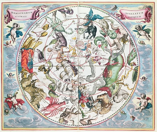 Map of the Southern Hemisphere, from ''The Celestial Atlas, or The Harmony of the Universe'' (Atlas  van Andreas Cellarius