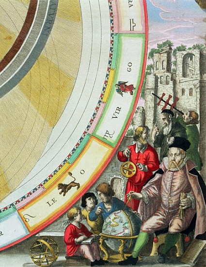 Tycho Brahe (1546-1601), detail from a map showing his system of planetary orbits, from ''The Celest van Andreas Cellarius