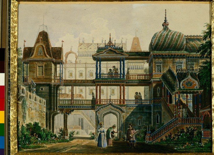 Stage design for the opera "Askold's Grave" by A. Verstovski van Andreas Leonhard Roller