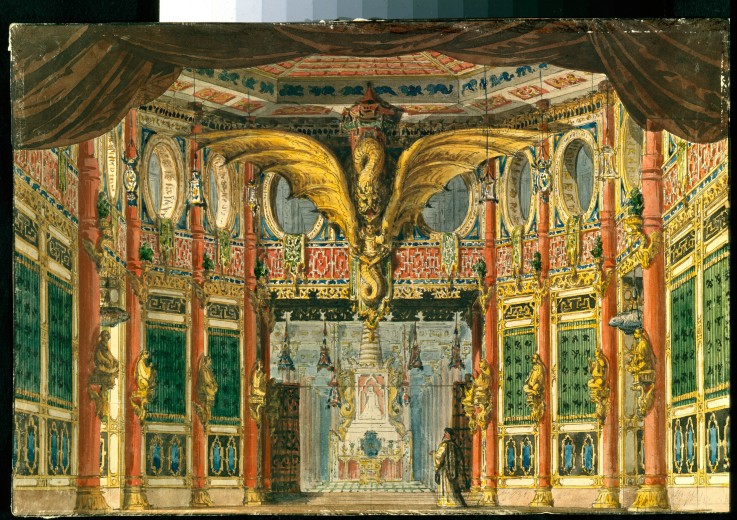 Stage design for the opera "The Bronze Horse" by D. Auber van Andreas Leonhard Roller