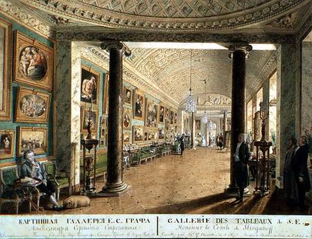 The Picture Gallery in the Stroganov Palace in St. Petersburg, 1793 (pen, brush van Andrei Nikiforovich Voronikhin