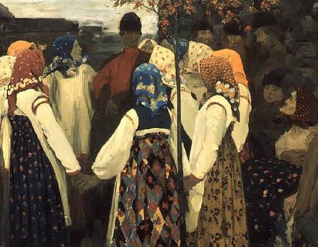 A lad has wormed his way into the girl's round dance van Andrei Petrovich Ryabushkin