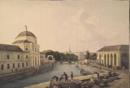 View of the Moika River by the Imperial Stables van Andrei Yefimovich Martynov