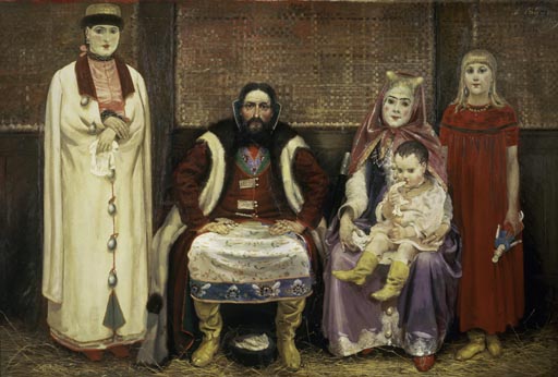 Russische Kaufmannsfamilie im 17. Jahrhundert van Andrej Petrowitsch Rjabuschkin