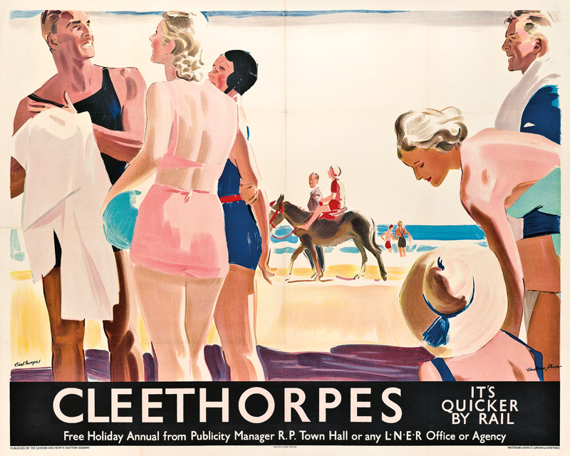 A poster advertising travel to Cleethorpes by London and North Eastern Railway van Andrew Johnson