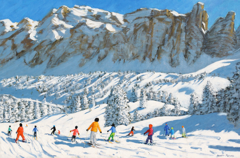 Colourful skiers,Val Gardena,Italy van Andrew  Macara
