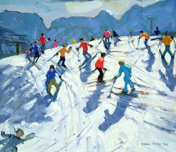 Busy Ski Slope, Lofer, 2004 (oil on canvas)  van Andrew  Macara