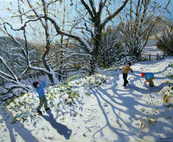 Snowball fight, Derbyshire van Andrew  Macara
