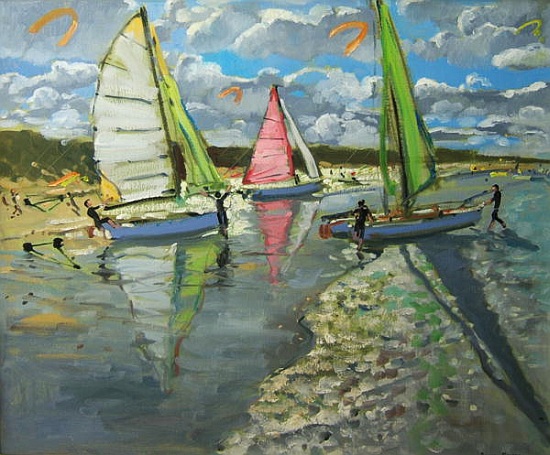Three Sailboats, Bray Dunes, France van Andrew  Macara