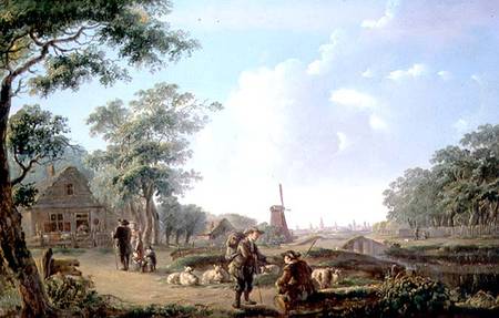Rustic figures on the outskirts of a Dutch Town van Andries Vermeulen