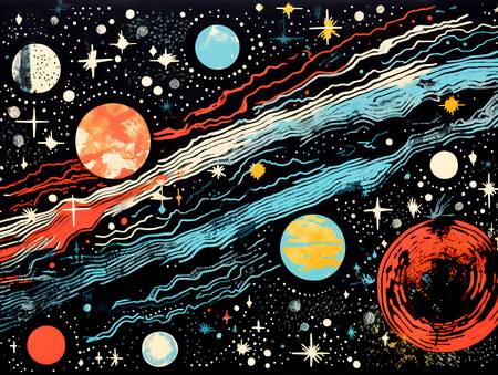 Galactische Abstractie: Cirkels en Lijnen Vormen Betoverende Melkwegstelsels