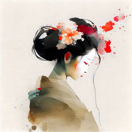 Japans meisje in kimono en bloemen in haar