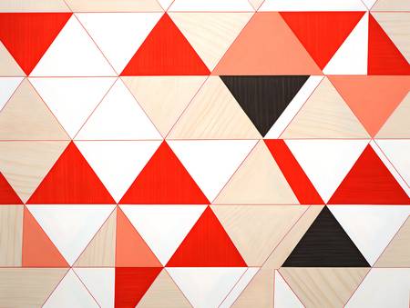 Moderne Abstractie Geometrische Driehoeken in Rood Roze Beige en Wit